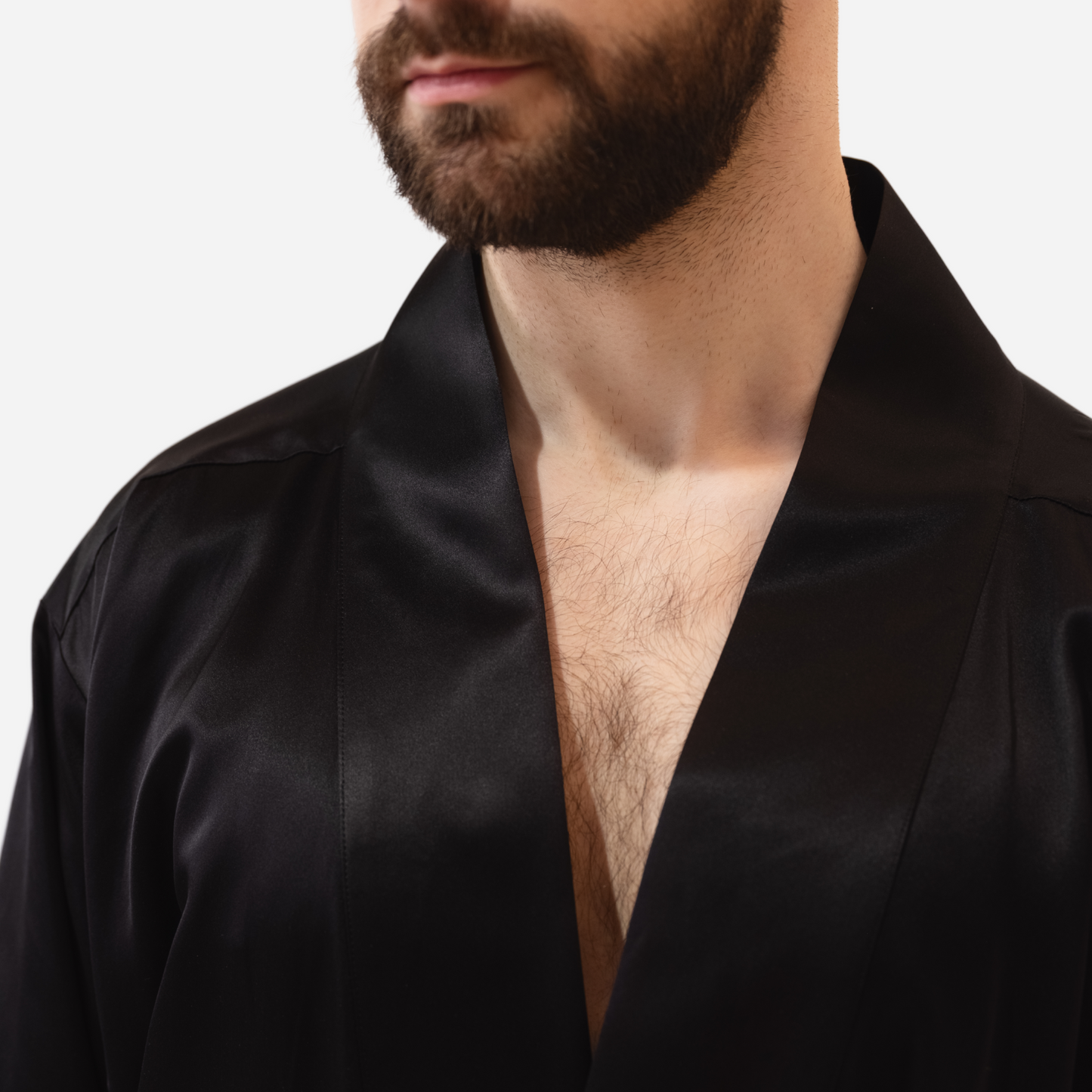 Silk Men's Kimono Robe long - black